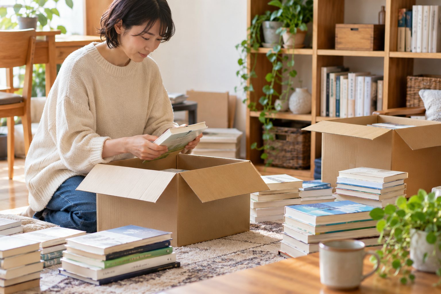 本の宅配収納は、冊数より『読み返す頻度』で選ぶ。を考えるための説明用イメージ