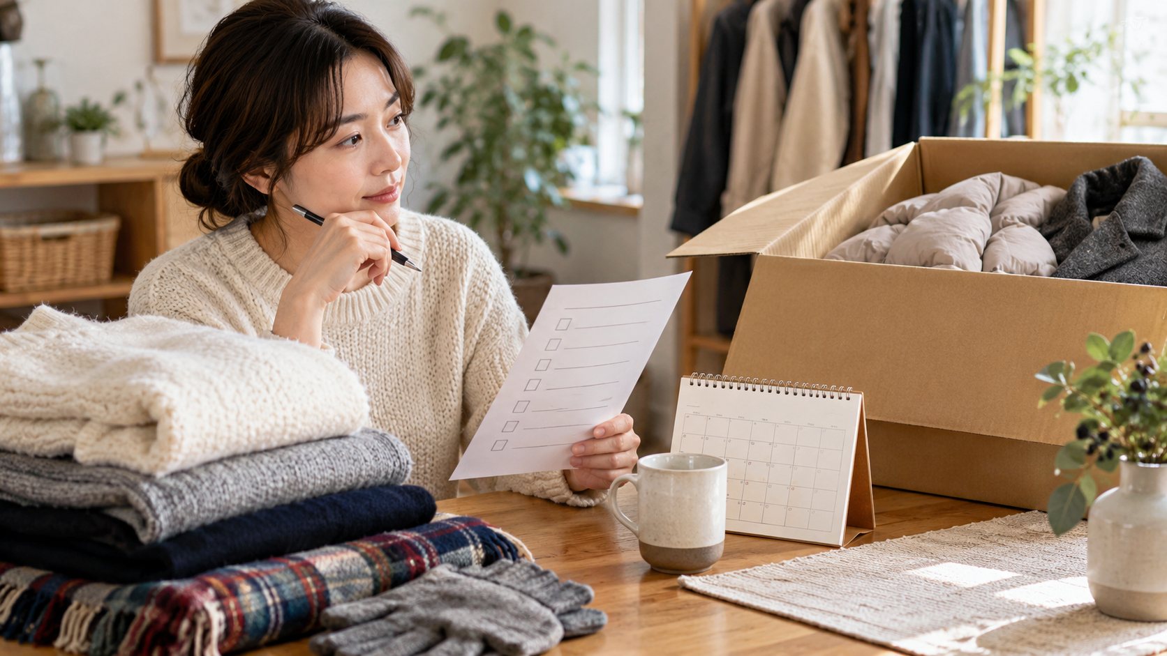 冬服はいつ取り出す？宅配収納の返送予定を決めるチェック表のアイキャッチ